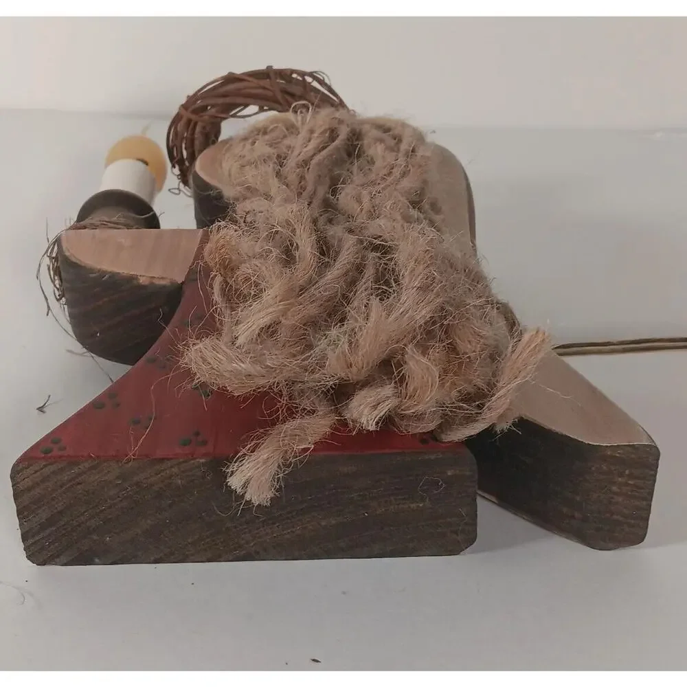 Angel Electric Candle Wooden Primitive Lamp Light Silicone Bulb Grapevine 9